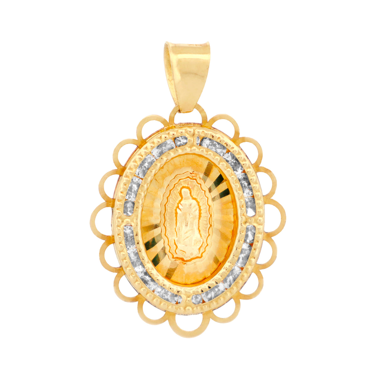 Medalla unisex en oro 10K con circonia