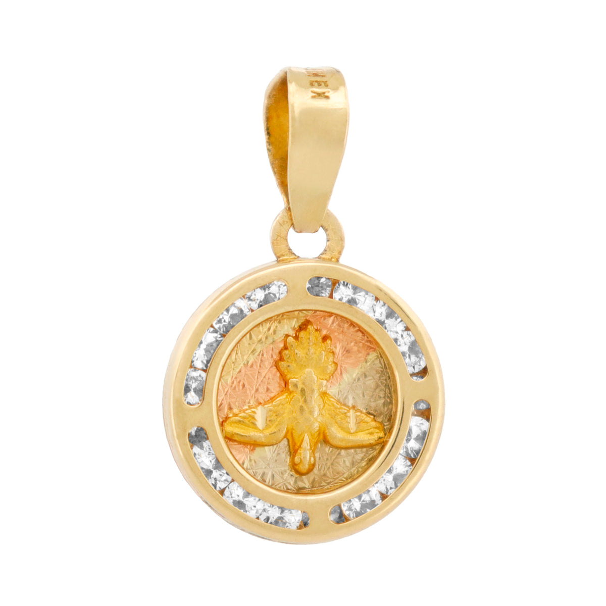 Medalla unisex en oro 10K con circonia