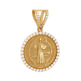 Medalla unisex en oro 10K con circonia