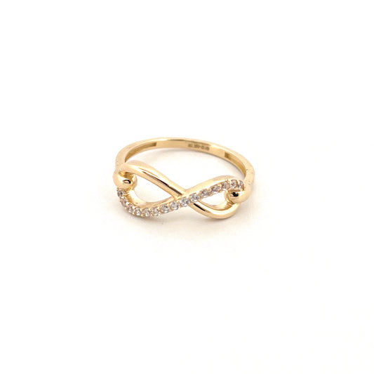 ANILLO 10K 2.0G INFINITO C/INCRUSTACIONES CRISTALINAS #8 .