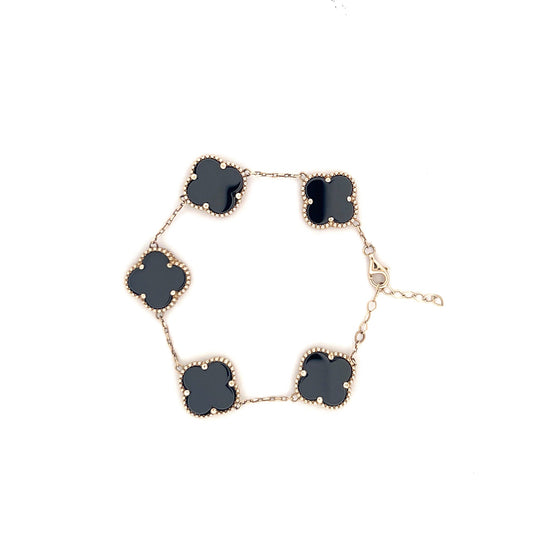 PULSERA 10K 14.1G VAN CLEEF PIEDRA NEGRA 17.5CM E.D