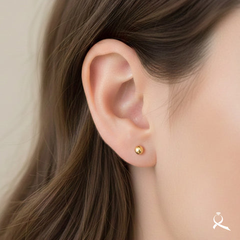 Broquel Bola lisa en oro 10K