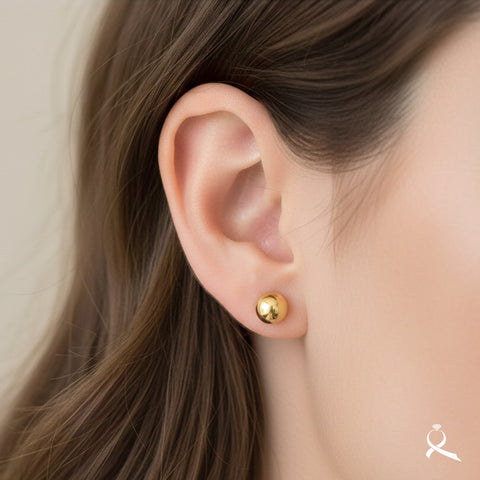 Broquel Bola lisa en oro 10K