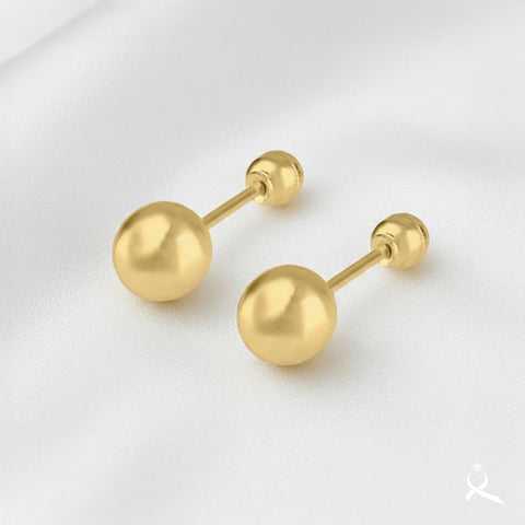 Broquel Bola lisa en oro 10K