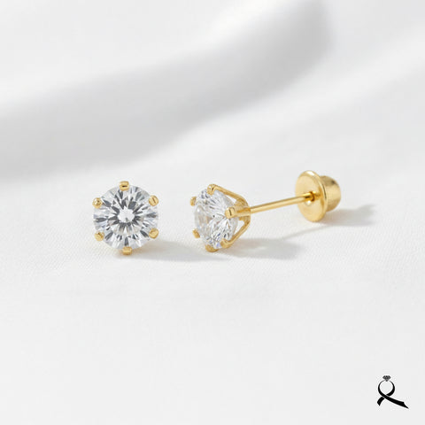 Broquel en oro 10K con circonia