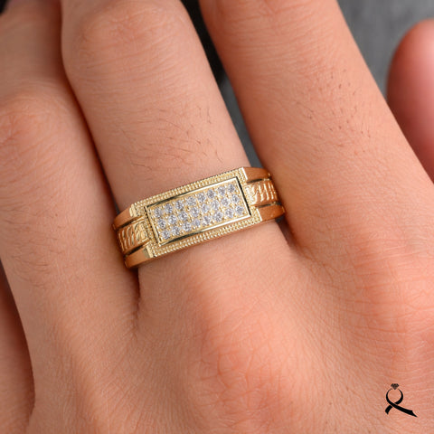 Anillo para hombre en oro 10K con circonia