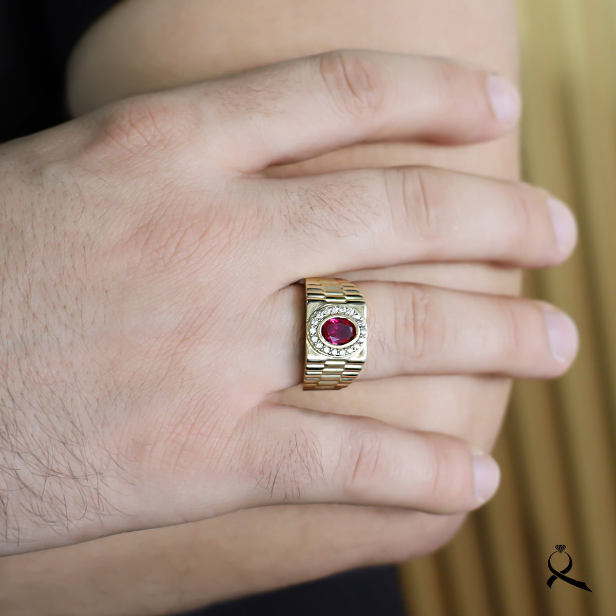 Anillo para hombre en oro 10K con circonia