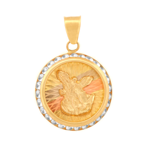 Medalla unisex en oro 10K con circonia